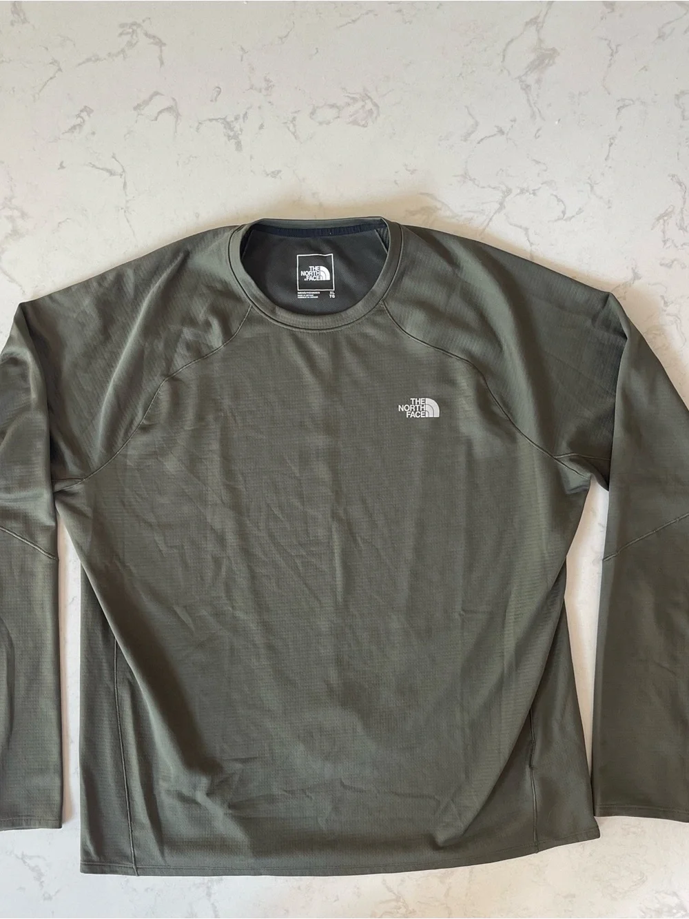 The North Face Mens XL Olive Green Long Sleeve Performance Mesh Back Shirt